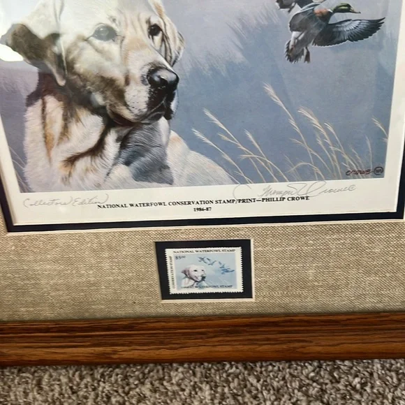 Vintage 1986 national waterfowl conservation stamp framed print by Phillip Crowe